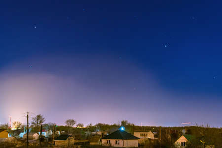 night view of the village touch of the outdoorsの写真素材
