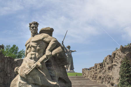 VOLGOGRAD, RUSSIA, 23 may, 2018 Detail of monument in Mamaev Kurgan, Volgograd, Russia
