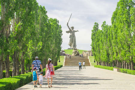 VOLGOGRAD, RUSSIA, 23 may, 2018 statue of mother Motherland Volgograd Mamaev Kurgan