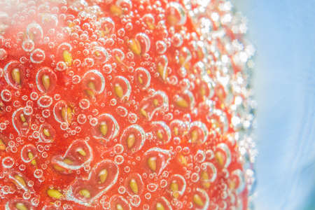 fresh strawberry close - up macro underwater healthy food