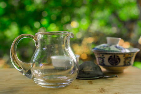 tea ceremony in nature Chinese tea devices for teaの写真素材