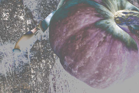 prepare pumpkins for Halloween rustic style pumpkin knife