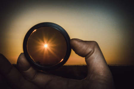 ND neutral lens filter for camera photographerの写真素材
