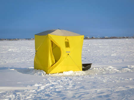 winter tent in the snow winter fishing winter fishingの写真素材