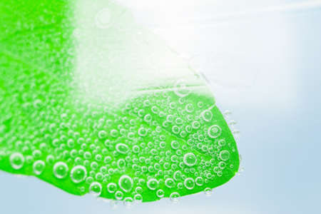 fresh mint leaf underwater bubbles macro photo fitnessの写真素材