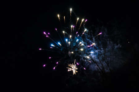festive fireworks, fireworks show holiday on black background