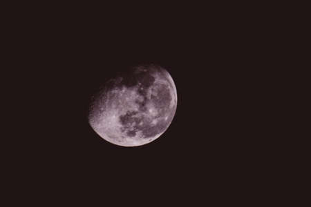 moon on a black background closeup on the sky focal length of 500 mmの写真素材