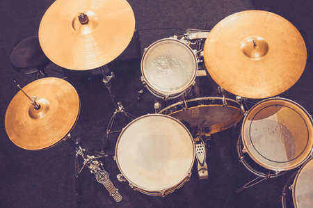 drum set drums in Studio retro style rock musicの写真素材