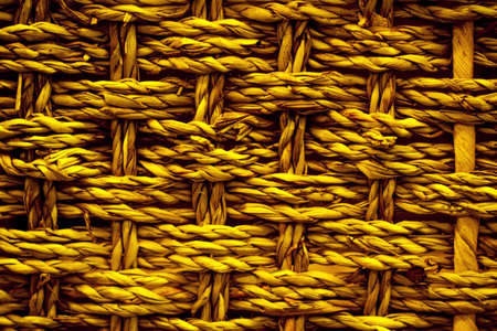 texture of wicker brown wood basket close-up macroの写真素材