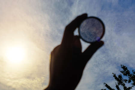 polarizing filter for camera bright day polarization adding contrastの写真素材