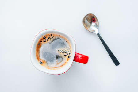 coffee close-up in a mug. freshly brewed coffeeの写真素材
