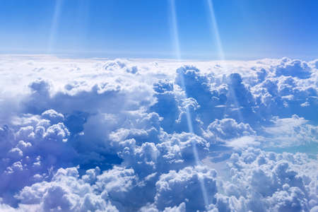 Clouds and sky as seen through the plane window. background, space for copy space
