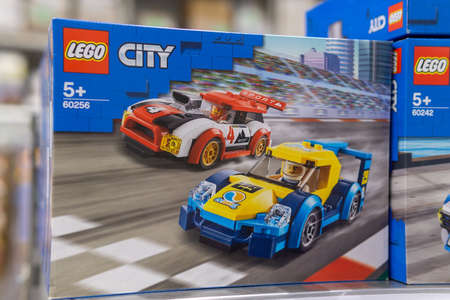 Tyumen, Russia-October 11, 2020: lego City Construction popular game. Lego is extremely popular...