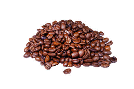 Coffee beans isolated on a white background to copy the space.の写真素材