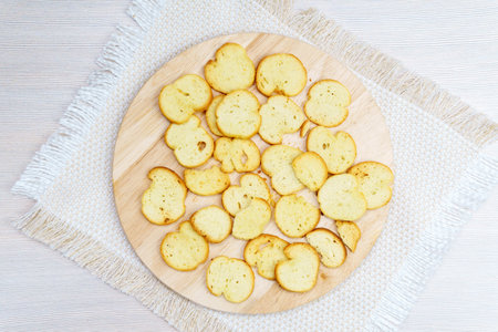 Reuse of bread for making homemade breadcrumbs homemade croutonsの写真素材