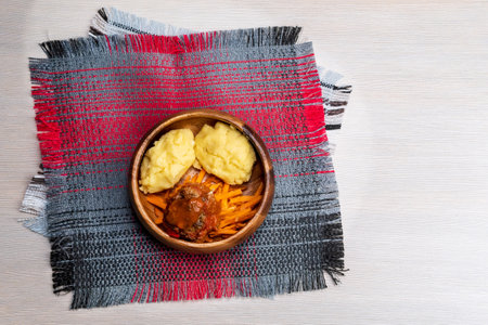 plate of ugali nshima most popular dish in Zambian. copyspaceの写真素材