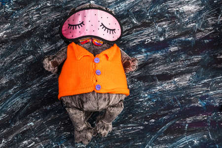 eye mask for sleeping, toy cat good night, with copy space for sleeping