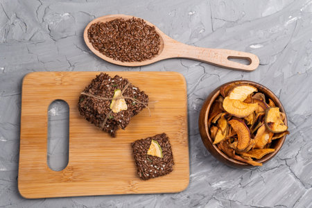 Healthy snack crispy made from flax seeds. Diet crispy crackers.の写真素材