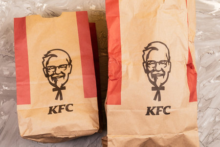 Tyumen, Russia-January 20, 2021: KFS is fast-food restaurant chain specializing in chicken dishes.のeditorial素材