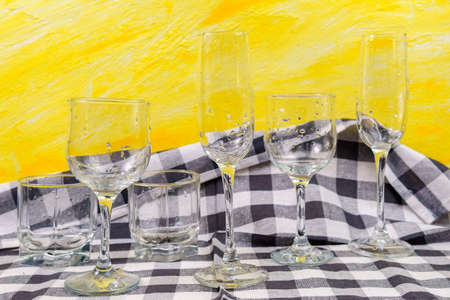 wine glasses at the bar. still life of empty glasses