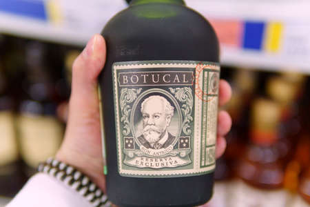 Tyumen, Russia-april 21, 2021: Rum Botucal also called Diplomatico. sales in hypermarketsのeditorial素材