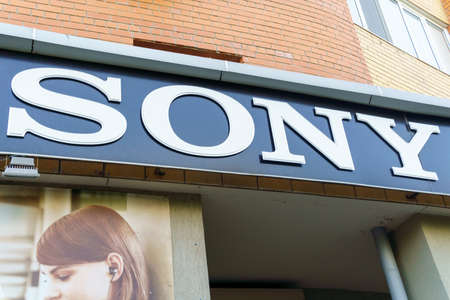 Tyumen, Russia-July 02, 2021: Sony logo is a Japanese multinational conglomerate corporation that is headquarteredのeditorial素材