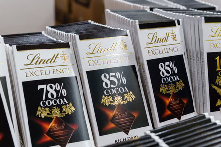 Volzhsky, Russia-September 21, 2021: Lindt is a brand of luxury and quality Swiss chocolate.のeditorial素材