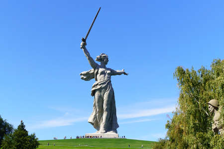 Volgograd, Russia-September 16, 2021: Motherland statue in Volgograd in summerのeditorial素材