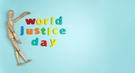 Concept with the text World Social Justice Day, February 20. Top view. Copy Space. Bannerの写真素材