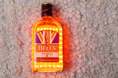 Tyumen, Russia-November 27, 2021: Bells brand whiskey close up. Produced by Diageo, the highest...