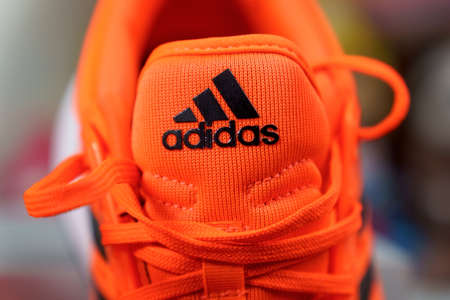 Tyumen, Russia-November 13, 2021: Adidas Running Shoes. Adidas logo multinational companyのeditorial素材