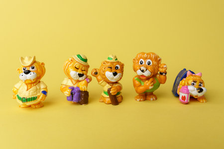 Tyumen, Russia-February 15, 2023: Kinder Surprise lions. Kinder surprise toy. sweet gift. hobby....