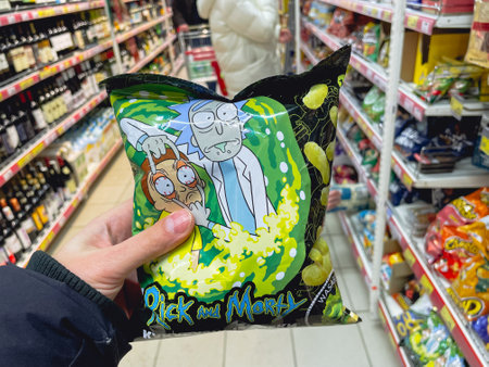 Tyumen, Russia-January 23, 2023: Rick and Morty adult animated science fiction sitcom. selective...