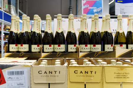 Tyumen, Russia-February 25, 2023: Canti cuvee dolce Prosecco DOC. Produced by Fratelli Martini which was established in 1947のeditorial素材