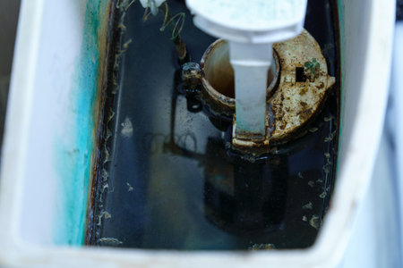 Old side of the toilet, the replacement of the toilet, the repair of the toilet. selective focusの写真素材