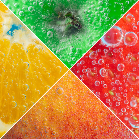 Collection with different fruits. Collage, banner square photoの写真素材