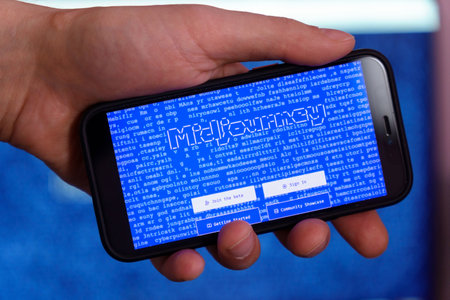 Tyumen, Russia-March 24, 2023: Midjourney artificial intelligence that creates images from textual...