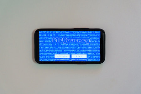 Tyumen, Russia-March 24, 2023: Midjourney AI produces a proprietary artificial intelligence.のeditorial素材