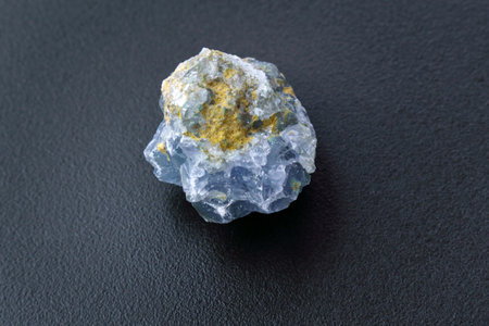 Blue Crystal Mineral Stone. abstract technology. The Mineral Celestine, black backroundの写真素材