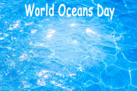 Blue swimming pool,background of water in swimming pool. texture. world ocean dayの写真素材