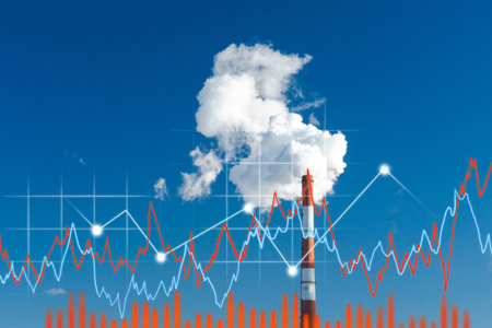 Thermal power plant, the smoke extracted by a thermal power plant on the chimney, in the production process. Heating price increase scheduleの写真素材