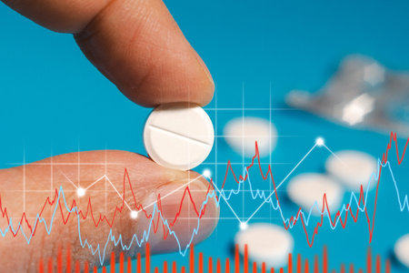 Pills with medication schedule chart overlay