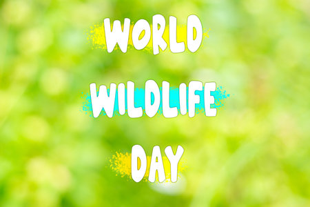 Celebrating the Beauty of Nature on World Wildlife Day With Vibrant Text Displayの写真素材