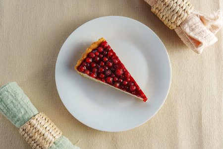 Delectable Delight: Flaky Crust Embraces a Decadent Slice of Pie Resting on Vintage Plateの写真素材