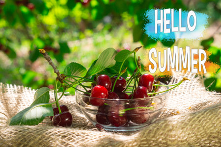 Glass Bowl Overflowing With Juicy, Red Cherries Atop a Rustic Table