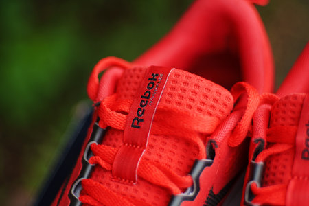 Tyumen, Russia-June 20, 2024: Sneakers red Reebok men model Nanoflex EK M2.のeditorial素材