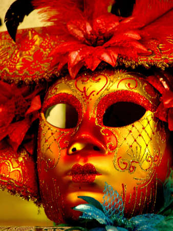 Gold and red maskの写真素材