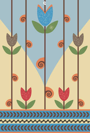 Retro flower background design. Suitable for notebook cover.のイラスト素材