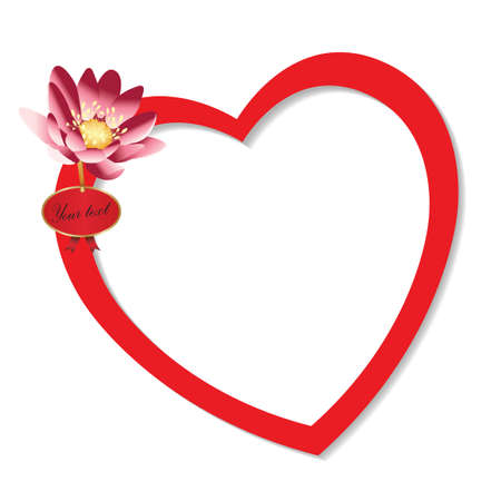 Heart frame with flower on white backgroundのイラスト素材