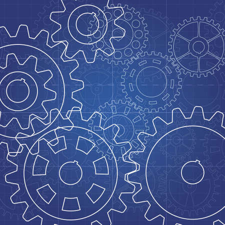 Industrial background. Vector gears blueprint.のイラスト素材